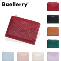BAELLERRY dompet pendek ramping wanita, dompet koin wanita, dompet ritsleting tempat kartu Mujer