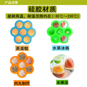 Moule à nourriture pour bébé en silicone à 7 trous, en forme de pomme, pour la cuisson à la vapeur, bac à glaçons pour nourrissons de 0 à 12 mois - Product Image 1