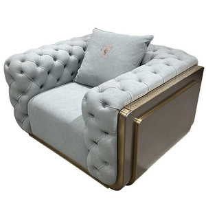 Juego de Sofás Modernos de Lujo para Hotel y Sala de Estar 2024, Sofá <span class=keywords><strong>Cama</strong></span> Tapizado en Madera con Botones, 1+2+3 Plazas - Product Image 2