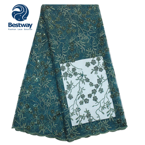 Tela de encaje <span class=keywords><strong>bordado</strong></span> Bestway, encaje de tul <span class=keywords><strong>con</strong></span> cuentas y lentejuelas - Product Image 5