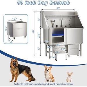 Baño universal redondo de lujo <span class=keywords><strong>para</strong></span> mascotas de acero inoxidable antideslizante <span class=keywords><strong>para</strong></span> <span class=keywords><strong>perros</strong></span> - Product Image 2