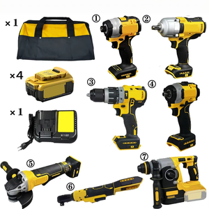 Kit d'outils électriques 20V 7 pièces : Clé à chocs, meuleuse, marteau, outils électriques avec 4 batteries lithium-ion 5Ah et chargeur - Product Image 2