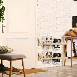 <b>Wall</b> Mounted Wooden <b>Shoe</b> <b>Rack</b> Single Layer Foldable Storage For Entryway Door Living Room Use - Product Image 1