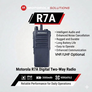 Radio Bidireccional Digital <span class=keywords><strong>Motorola</strong></span> R7A MOTOTRBO DMR, <span class=keywords><strong>Walkie</strong></span> <span class=keywords><strong>Talkie</strong></span> Portátil Resistente IP68 sin Teclado, VHF UHF - Product Image 1