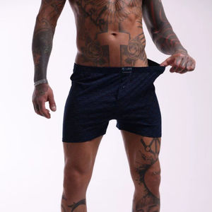 Calzoncillos Bóxer de Algodón Elástico Azul Marino para Hombre, Transpirables, Suaves y Cómodos, Ropa Interior Deportiva Masculina, Producción Textil - Product Image 1