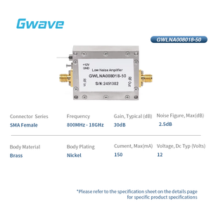 SMA nữ 50dB đạt được 2.5dB tiếng ồn hình 800MHz-18Ghz tiếng ồn thấp khuếch đại (LnA) RF khuếch đại Loại sản phẩm - Product Image 2
