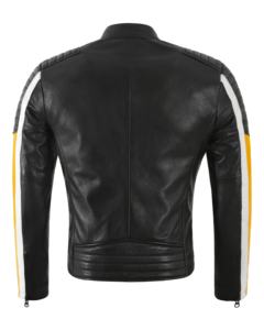 Custom 100% Genuine Black <b>Yellow</b> Nappa Leather Men’s Jacket <b>Croc</b> Embossed Pattern YKK Zipper Private Label OEM/ODM Wholesale - Product Image 3