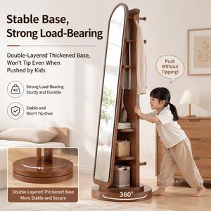 Espejo Giratorio de Cuerpo Entero con Perchero, Espejo de Pie Móvil para Dormitorio - Product Image 3
