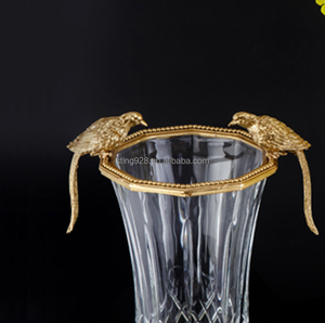 Home Decor Luxury Flower Glass <strong>Vase</strong> Glass &amp; <strong>Crystal</strong> <strong>Vases</strong> Large Carved Brass <strong>Crystal</strong> <strong>Vases</strong> for Centerpieces - Product Image 5