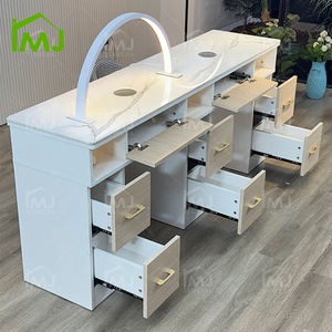 Mobilier de <span class=keywords><strong>salon</strong></span> Table de manucure pour le soin des ongles Bureau de luxe léger Table de manucure en marbre pour les ongles - Product Image 3