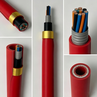 Cable de Alimentación Híbrido Blindado, Cable Fotoeléctrico de Fibra Óptica y Cobre, Cable con Revestimiento Rojo para Proyectos Subterráneos