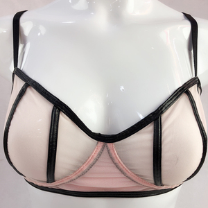 Sexy ver a través de las mujeres de malla de encaje sujetador Panty Encuadernación de cuero <span class=keywords><strong>Tanga</strong></span> traje de la ropa interior - Product Image 5