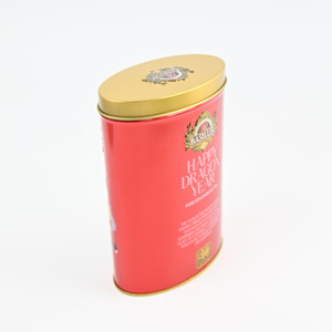 Lata de Té Metálica Cilíndrica Roja y Dorada Personalizada con Diseño Artístico del Año del Dragón, Impresión Offset Limitada para Empaque de Regalo de Té Negro de Ceilán - Product Image 1