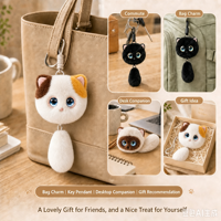 Cadeau d'anniversaire taille moyenne pour bébé, chat compagnon en peluche AI à queue qui bouge, doux pour la peau, compagnon câlin, décoration de chambre