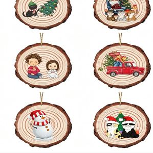 Natural Unfinished <b>Wood</b> <b>Slice</b> Christmas Round Wooden Decoration for Crafts - Product Image 2