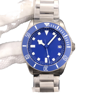 VSZ F Montre automatique pour homme en acier inoxydable, cadran bleu, cristal saphir, 41 mm, sport, étanche, mouvement mécanique ETA, fermoir caché - Product Image 1
