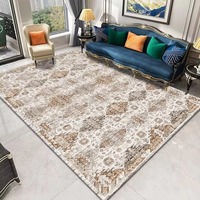 Tapis de luxe personnalisé à motif géométrique moderne bleu et or avec impression pour salon, chambre et décoration d'hôtel