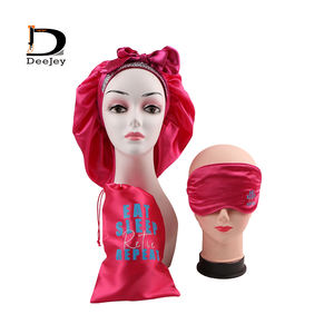 Bonnet en satin réglable avec impression <span class=keywords><strong>de</strong></span> logo personnalisé avec bande à nouer en strass - Product Image 1