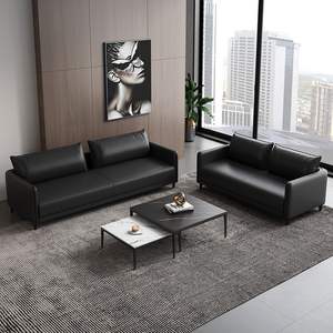 Conjunto de Sofás de Oficina Modernos de Cuero para Recepción de Negocios y Espacio de Reuniones, Estructura Metálica Resistente, Uso Comercial en Sala de Estar - Product Image 2