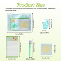 Ensemble de papeterie Ours Vert Pastel Citron - Stylo, Bloc-notes, Notes autocollantes, Distributeur de ruban adhésif, Trousse à crayons - Fournitures scolaires et de bureau pour enfants, Idéal pour offrir