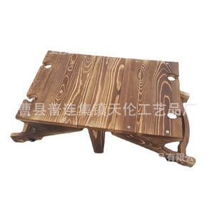 Cross-border <b>wooden</b> folding <b>table</b> for outdoor picnics, fruit and snacks, <b>foldable</b> fruit basket, wine glass rack, wine <b>table</b> - Product Image 5