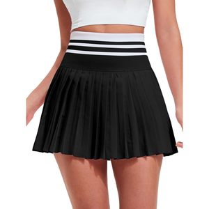 Falda de tenis plisada para mujer, falda pantalón de golf de cintura alta con bolsillos, falda deportiva transpirable para entrenamiento, tela tejida 100% poliéster - Product Image 1