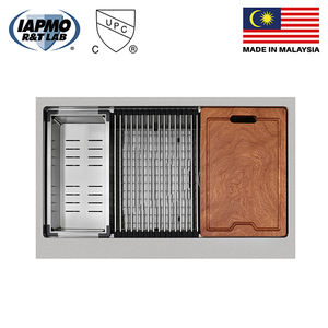 Delantal de un solo tazón de plata Nano de 33 pulgadas, fregadero de cocina moderno frontal, válvula de acero inoxidable, Material de cobre, un orificio - Product Image 2