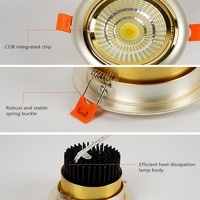 Spot d'intérieur réglable en aluminium 5w 7w 10w 15w 20w COB Down Lamp Spot encastré rond au plafond Led Downlight