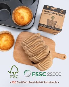 100pcs Jumbo Cupcake Liners for Baking Natural Jumbo Muffin Liners Unbleached <b>Greaseproof</b> Parchment <b>Paper</b> - Product Image 5
