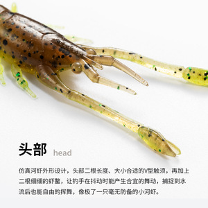 Rikaon Shrimp Lure 2.3 Inches Soft Bait Bass Fishing Freshwater Lure - Product Image 2