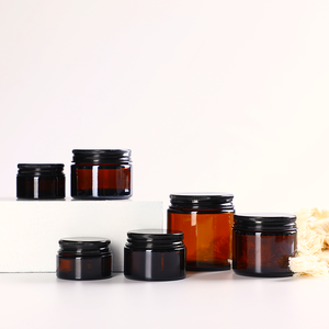 Modelo más vendido en el <span class=keywords><strong>mercado</strong></span> 5g/15g/20g/30g/100g/200g Frasco redondo de crema de vidrio ámbar Frasco cosmético recargable con tapas de rosca de metal - Product Image 3