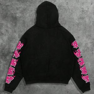 Sweat à capuche oversize pour homme en molleton épais 450 g/m², coupe boxy à épaules tombantes, avec impression graphique DTG personnalisée et strass - Product Image 2