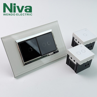 Interrupteur mural intelligent Niva OEM à écran tactile en verre, personnalisable pour l'UE, le Royaume-Uni et les États-Unis, interrupteurs modulaires électriques multi-usages avec contrôle Wi-Fi