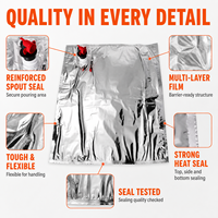 Sac BIB aseptique personnalisé avec valve distributeur, pochette laminée en aluminium haute barrière pour le stockage de vin, jus, lait et autres liquides