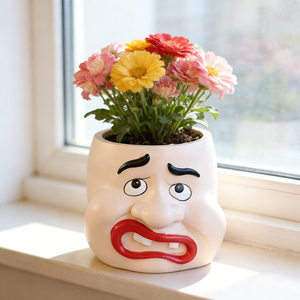 <span class=keywords><strong>Pot</strong></span> de fleurs fantaisie à visage d'expression de dessin animé, <span class=keywords><strong>pot</strong></span> à succulentes unique <span class=keywords><strong>en</strong></span> résine <span class=keywords><strong>en</strong></span> forme de tête, <span class=keywords><strong>pot</strong></span> décoratif ludique pour la maison, le jardin et le bureau - Product Image 6