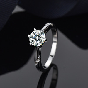 S925 plata esterlina hembra D-Color 1 quilate Moissanite anillo clásico seis garras <span class=keywords><strong>diamante</strong></span> directo de fábrica - Product Image 3