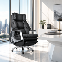 Chaise de bureau de direction en cuir de luxe moderne à dossier haut, pivotante, inclinable et rembourrée, pour bureau de travail (modèle Boss Pro)