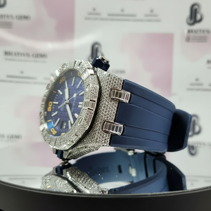 Montre Chrono Moissanite à cadran rond de luxe pour hommes, mouvement à quartz en diamant, cadran en verre de style professionnel, bijoux tendance Hip Hop - Product Image 1