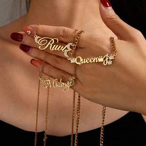 Chaînes de mode personnalisées, artisanat en métal, collier en acier inoxydable, argent et or avec prénom pour filles - Product Image 2