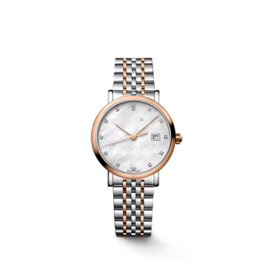 Tone Rose Gold Silver <b>Case</b> Mother Of Pearl Dial Diamond Marker Date Automatic <b>Watch</b> with Mixed Link Steel Bracelet Longinesing - Product Image 1