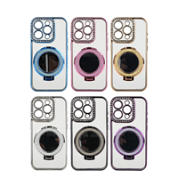 Étui de téléphone de luxe multi-couleurs électroplaqué antichoc avec strass et protection d'objectif pour iPhone