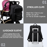 Sac à dos multifonctionnel pour couches avec poches isothermes, attaches pour poussette et sangle de bagage pour les voyages et le travail