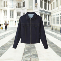 Vestes en jean décontractées pour femmes, automne-hiver, couture à la machine, fermeture éclair, manches longues, tricotées, écologiques