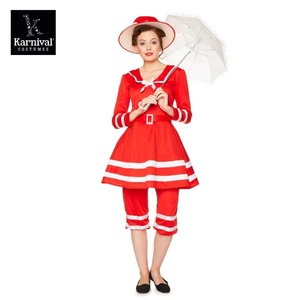 ODM, venta al por mayor, traje de baño femenino rojo de los años 20, traje de baño de dos colores para mujer, disfraces de juego de Cosplay para fiesta de Carnaval de Halloween - Product Image 2