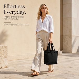 <span class=keywords><strong>Sac</strong></span> fourre-<span class=keywords><strong>tout</strong></span> en toile de coton noir personnalisé avec logo, moyen, très résistant, avec poignée courte, vierge pour la vente en gros, usine OEM - Product Image 3