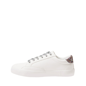 Fashion White Daily Sneakers <b>Glitter</b> Star Appliques Silver Lace Up Flat Footwear - Product Image 3