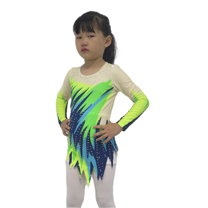 <span class=keywords><strong>Traje</strong></span> de manga larga con estampado de plumas coloridas leotardo de <span class=keywords><strong>Gimnasia</strong></span> <span class=keywords><strong>Rítmica</strong></span> personalizado para niños - Product Image 4