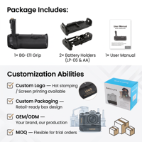 Empuñadura de Batería OEM/RingTeam BG-E11H, ABS, Portátil, Reutilizable, Antiarañazos, para Cámaras EOS 5D Mark III 5DS 5DSR, Accesorios LP-E6