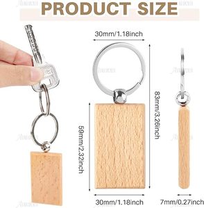 Porte-clés vierges en bois à graver, assortiment de porte-clés en bois non finis pour cadeaux DIY, artisanat, décorations de Noël, gravure laser - Product Image 2