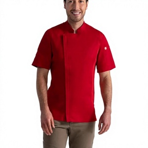 Chaqueta de Chef Unisex de Manga Corta con Cierre de Broches, Tejido de Poliéster/Algodón Transpirable, Uniforme para Restaurante y Bar - Product Image 1